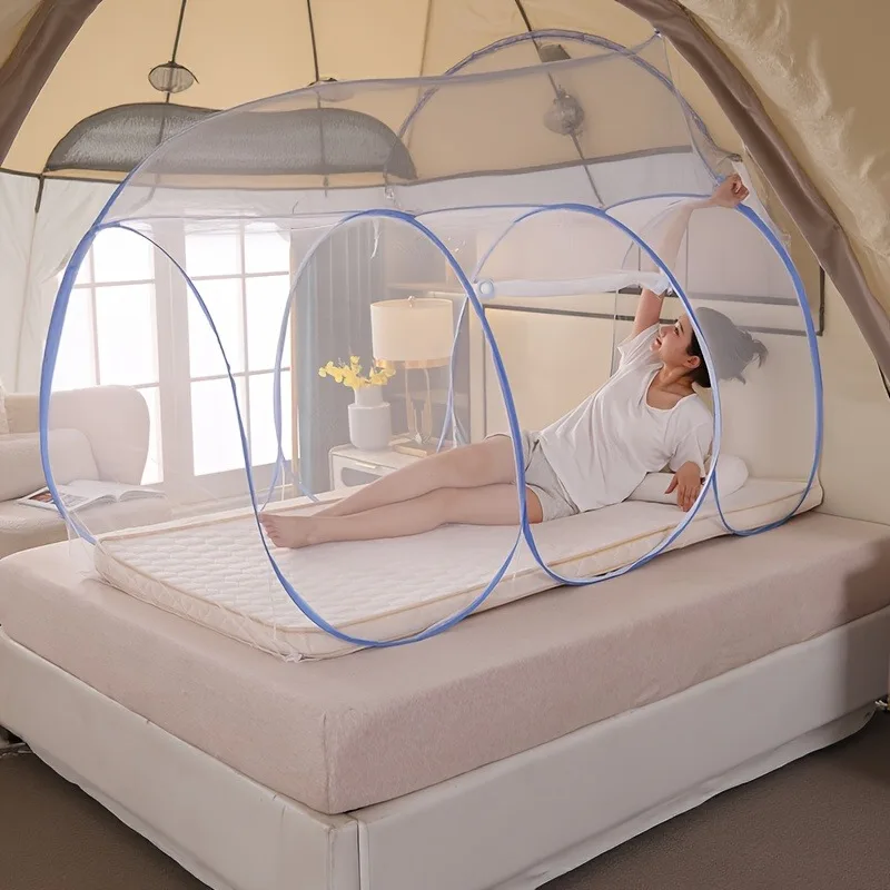 360 ° Moustiquaire de protection respirante en maille pour lit simple, moustiquaire pop-up pliable facile à installer – Image 12