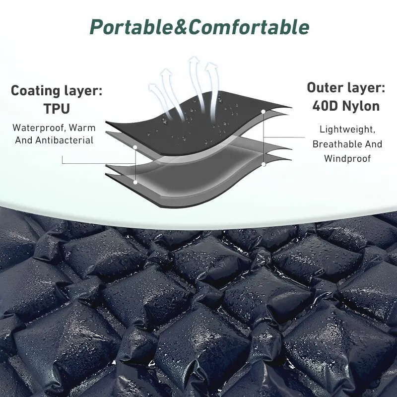 Matelas gonflable ultraléger Coussin d'air d'extérieur Randonnée WESTTUNE – Image 3