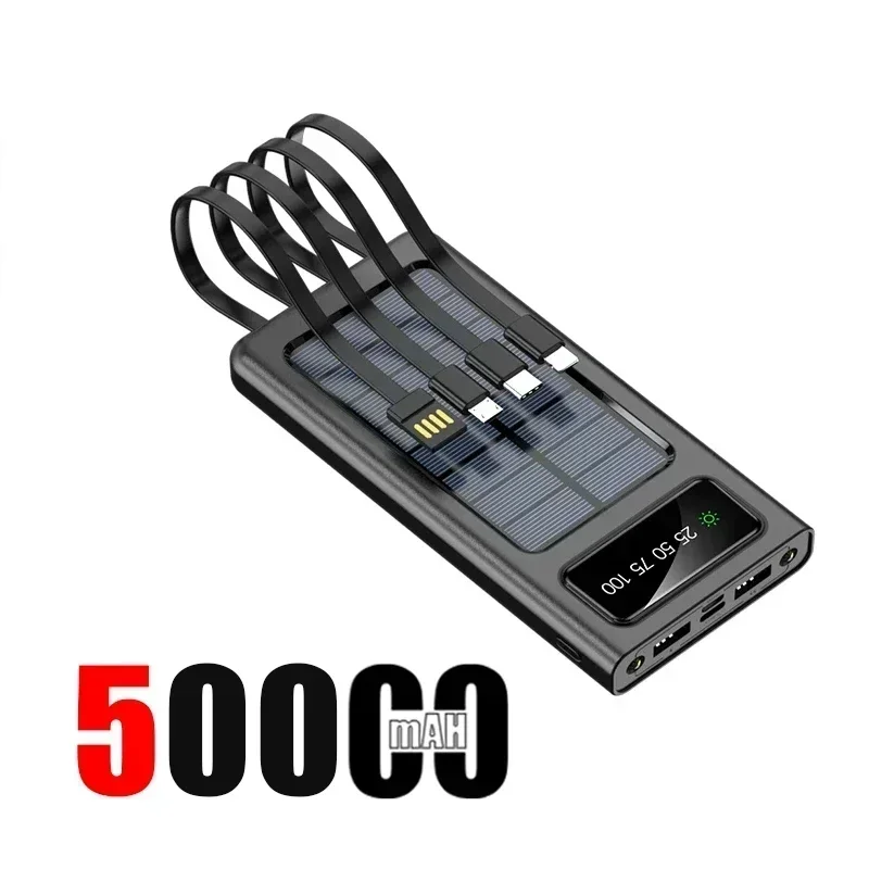 CHARGEUR solaire 200 000 mAh Charge ultra rapide 4 en 1 USB-C 4 câbles Lumière LED extérieure Ultra Capacité pour iPhone Samsung – Image 9