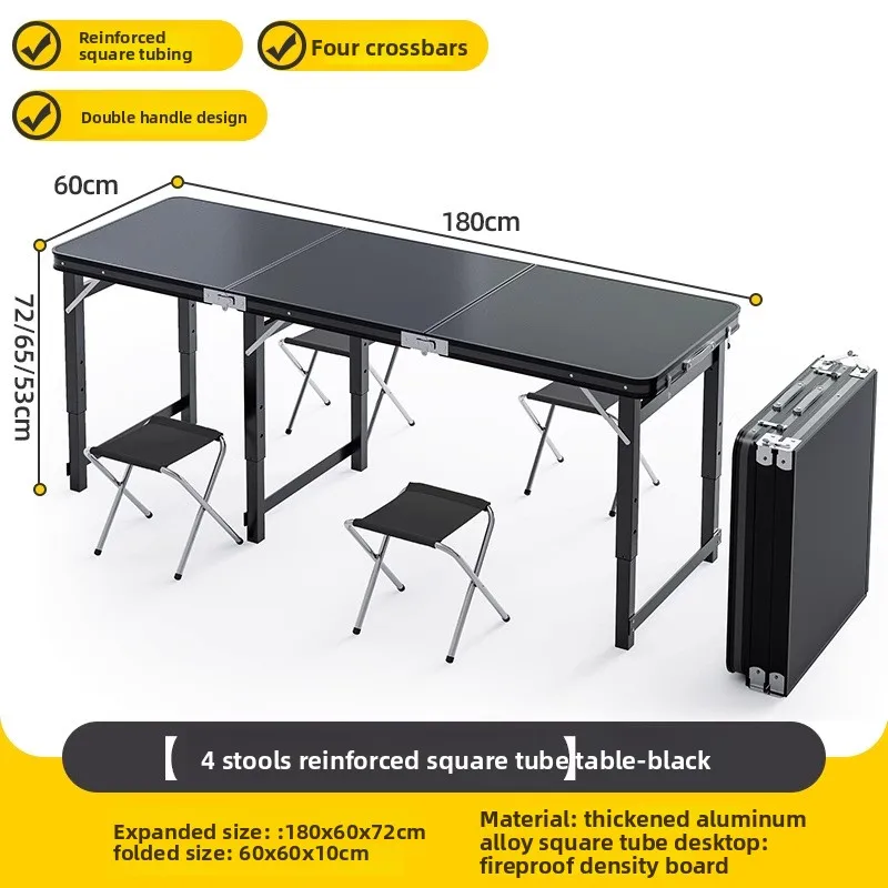 Table de pique-nique pliante 4 personnes réglable en hauteur cadre aluminium 3 versions 100/120/180 cm de long – Image 32