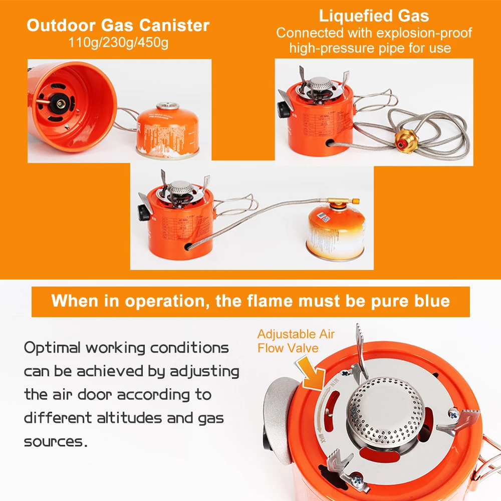 Chauffage à gaz portable avec tuyau de gaz de 1m, – Image 11