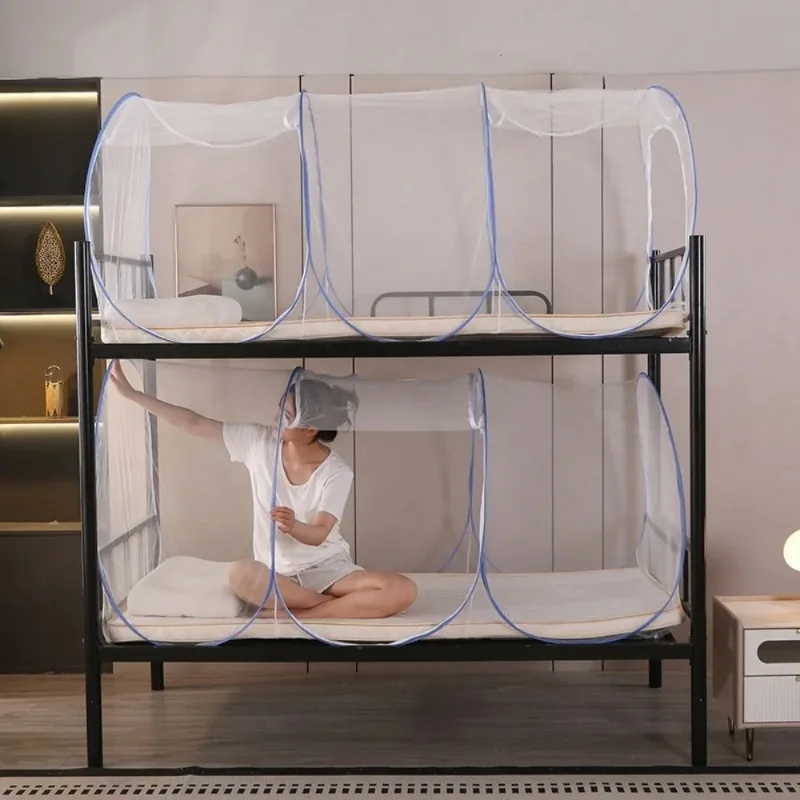 360 ° Moustiquaire de protection respirante en maille pour lit simple, moustiquaire pop-up pliable facile à installer – Image 15