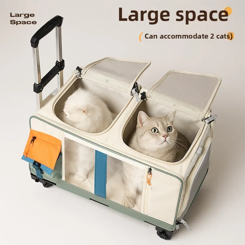 Beau sac de transport pour chat, valise à roulettes multi-animaux de compagnie – Image 3