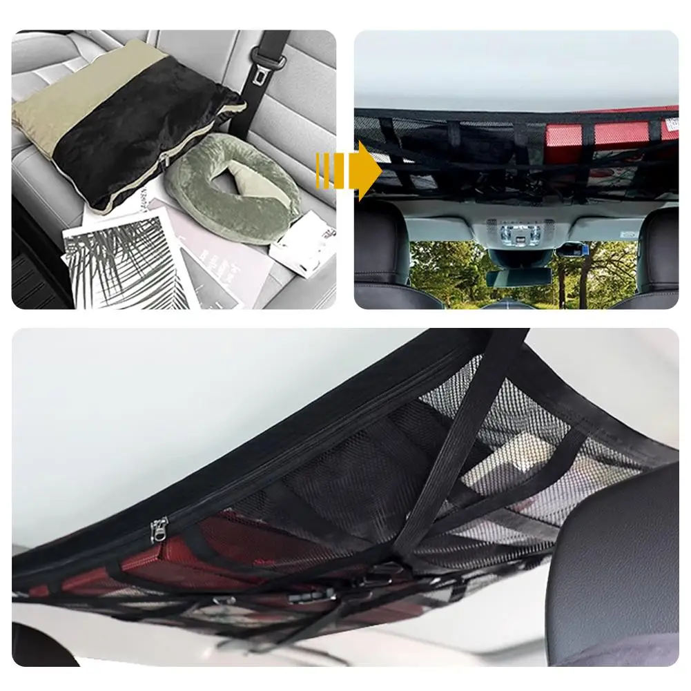 Organisateur de rangement de toit de voiture, sac en filet solide – Image 3