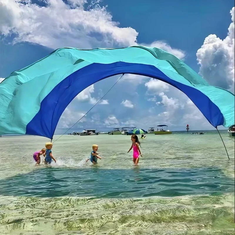 Pare-soleil portable étanche en nylon pour plage 3 à 6 personnes, multifonctionnel idéal pour jouer en sécurité des uv