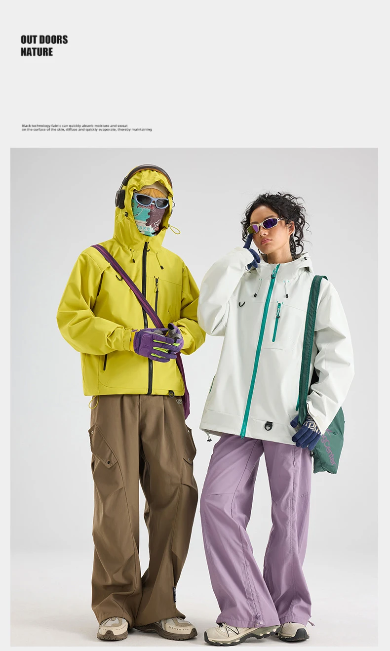 Veste à capuche de randonnée unisexe imperméable, coupe-vent d'automne – Image 18