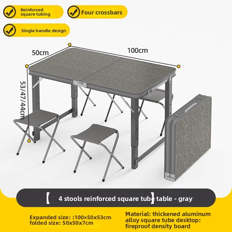 Table de pique-nique pliante 4 personnes réglable en hauteur cadre aluminium 3 versions 100/120/180 cm de long – Image 28