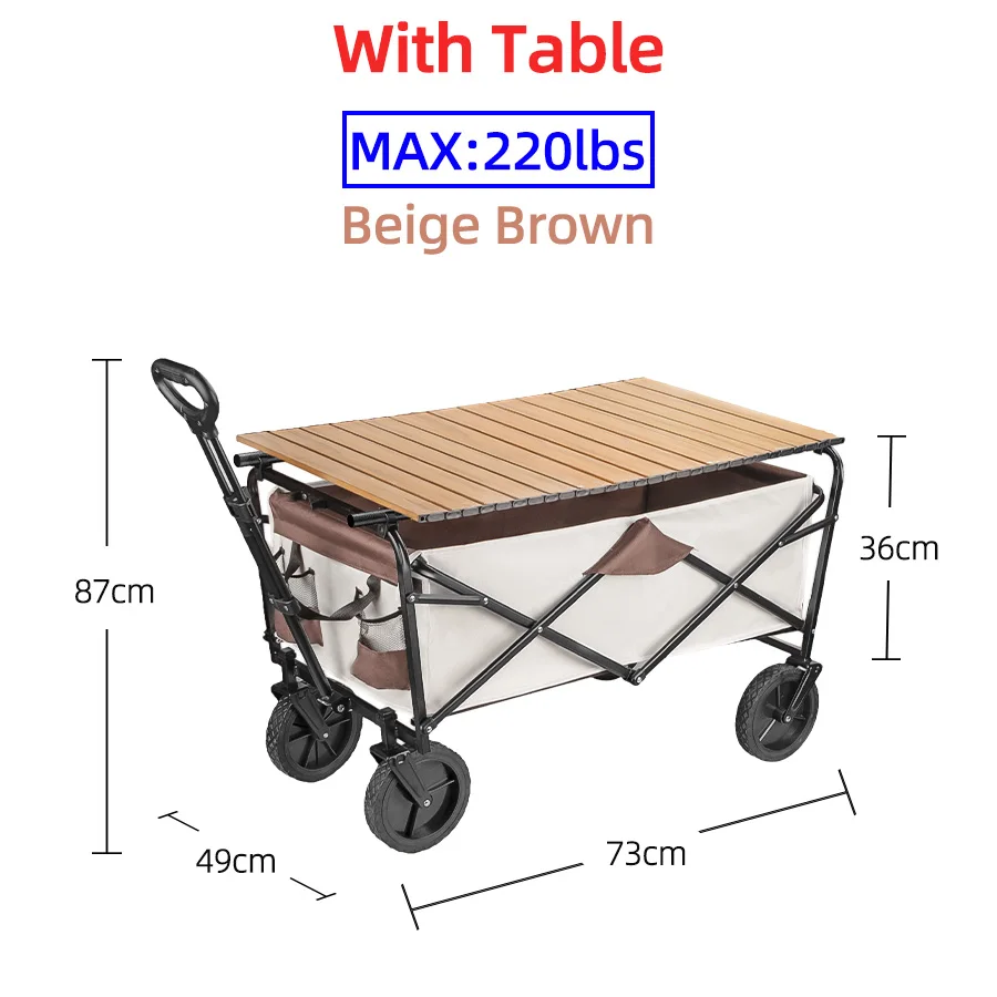 chariot pliable robuste de grande capacité, camping, achats, l'équipement extenssible à l'arrière – Image 12