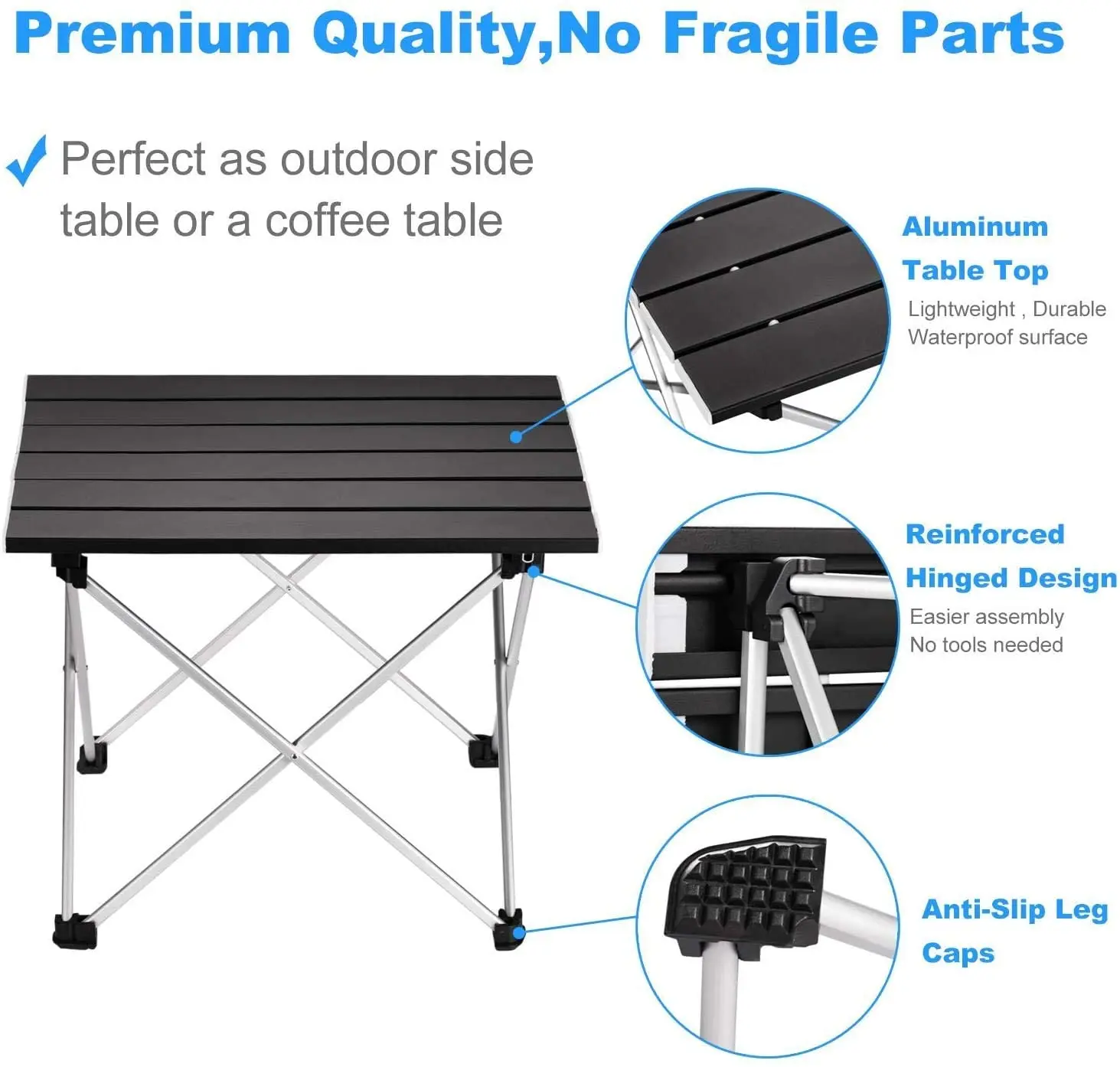 Table de camping pliable ultra-légère alliage d'aluminium haute résistance 41 x 34.5 x29 cm / 56 x 40 x 40 cm – Image 3