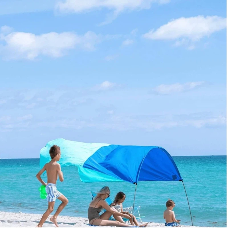 Pare-soleil portable étanche en nylon pour plage 3 à 6 personnes, multifonctionnel idéal pour jouer en sécurité des uv – Image 3