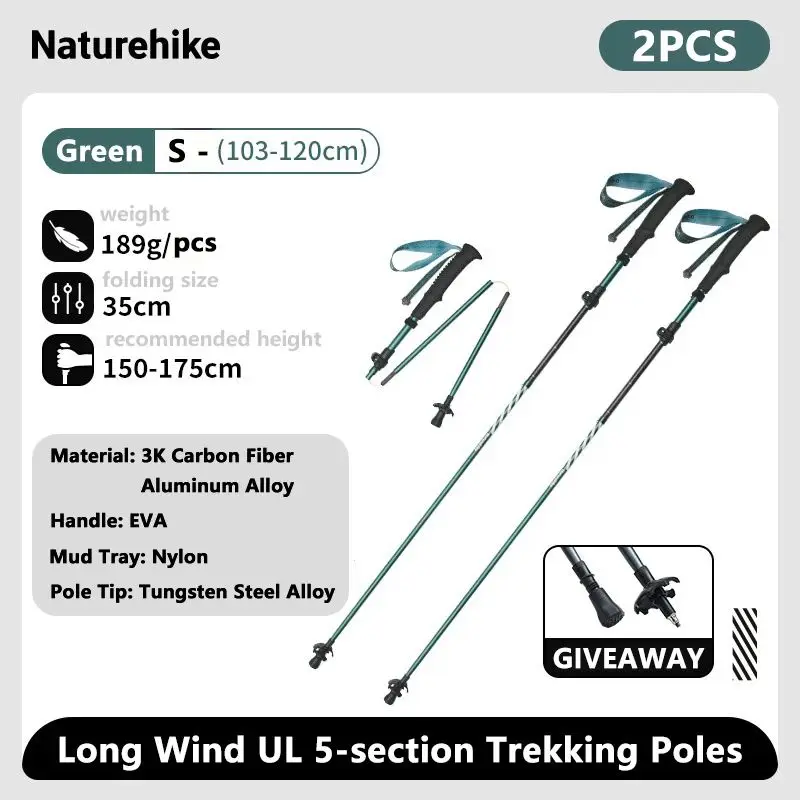 Bâtons de randonnée en fibre de carbon sections Naturehike 5 – Image 14