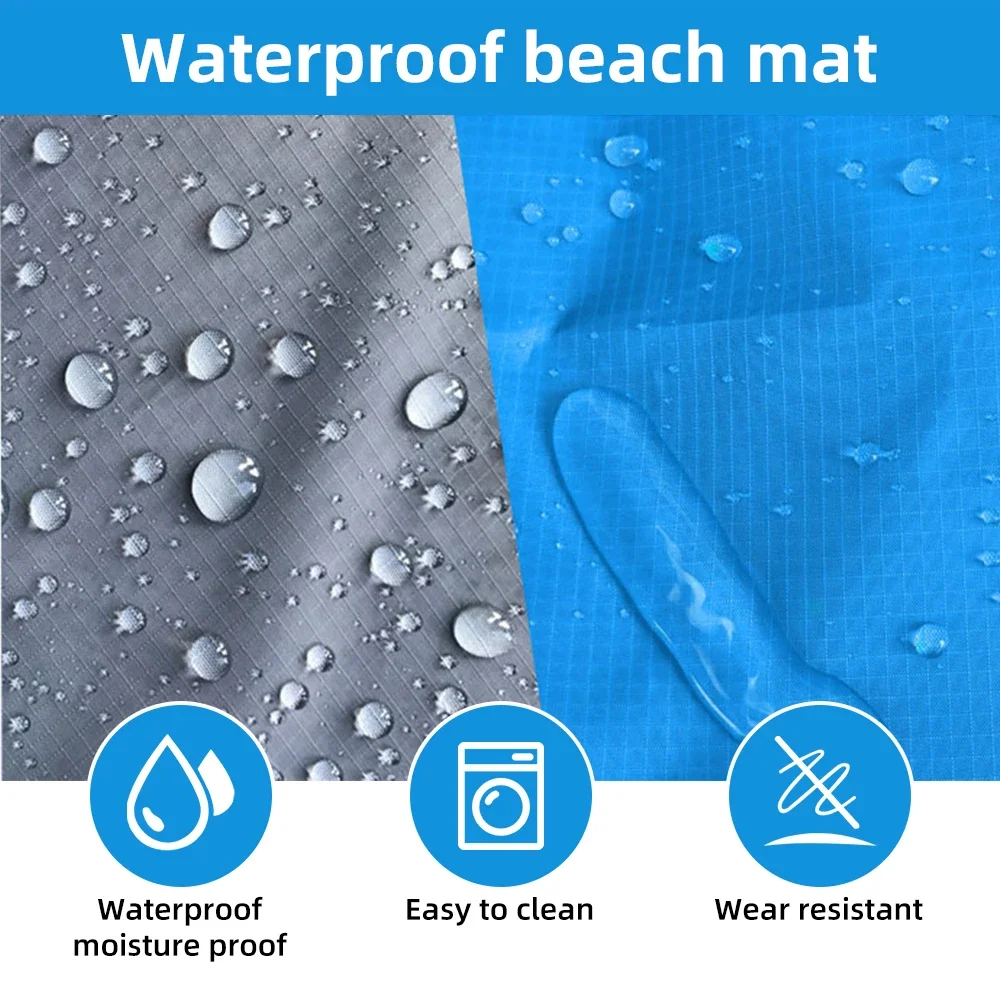 Tapis/couverture de plage imperméable extra large, pliant, de poche, léger – Image 2