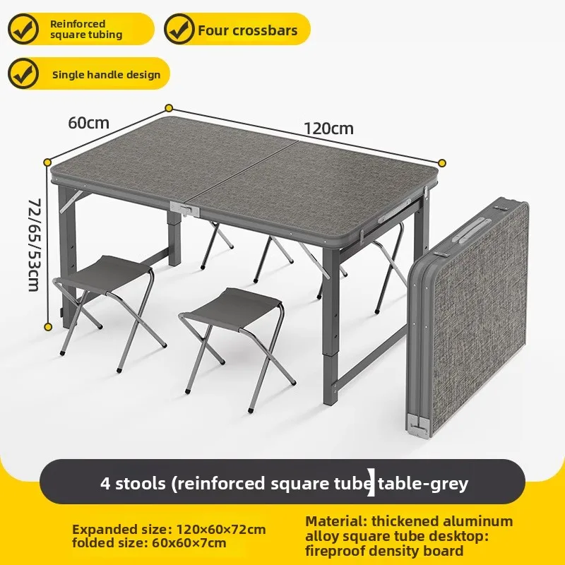 Table de pique-nique pliante 4 personnes réglable en hauteur cadre aluminium 3 versions 100/120/180 cm de long – Image 25