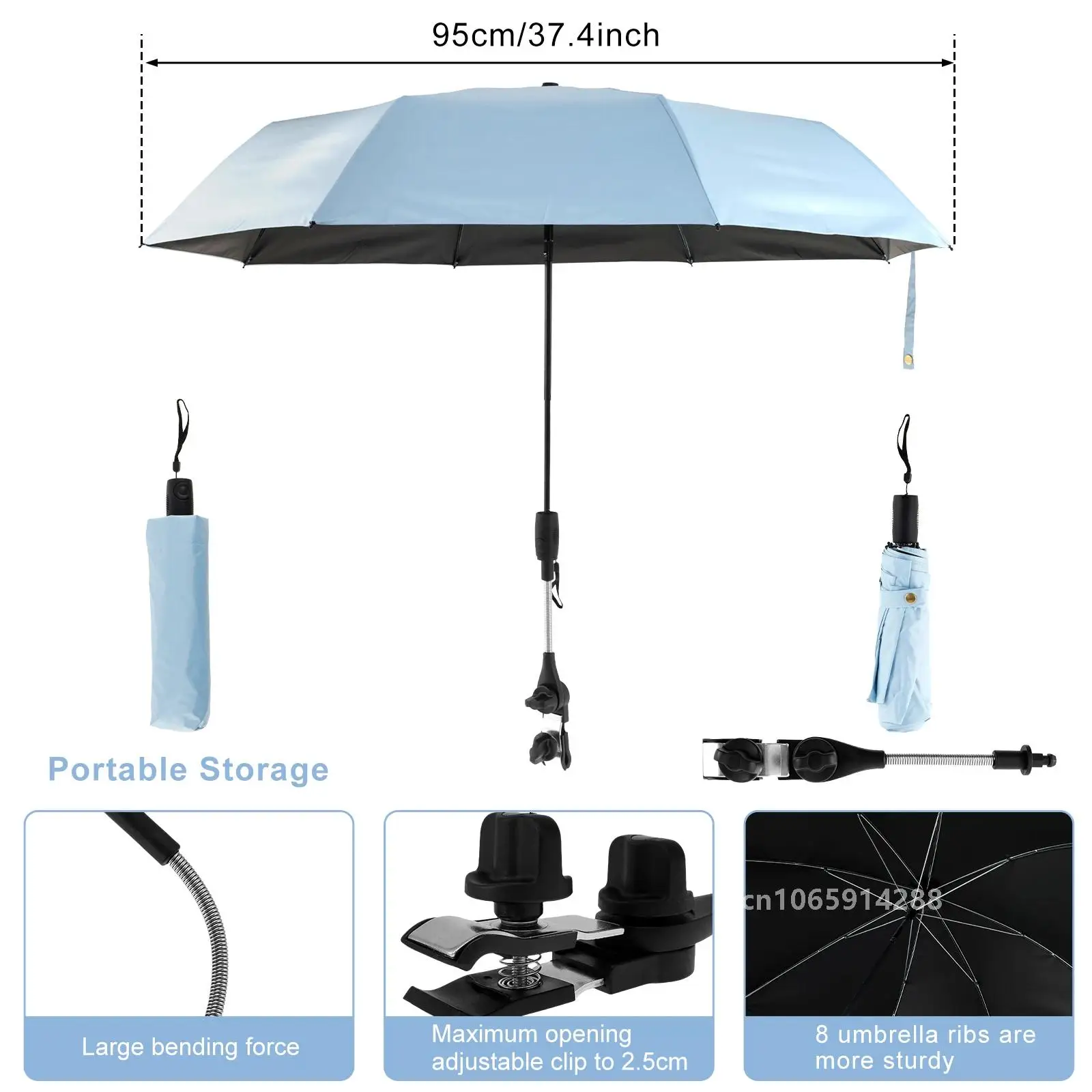 Parasole anti-UV pour Chaise de plage à clip et sac transport – Image 10