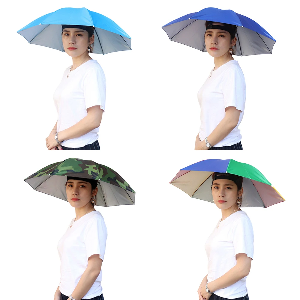 Casquette de parapluie de pêche mains libres, couvre-chef de 69 cm de diamètre, pour soleil, pluie, plage, Golf, pêche, randonnée
