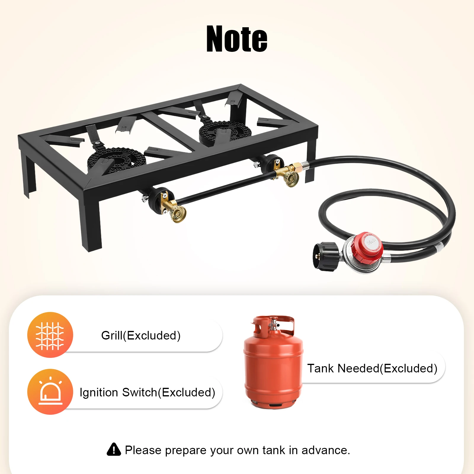 Cuisinière/réchaud à gaz double brûleur 8 000 W, propane avec tuyau régulateur réglable plein air bouteille à distance – Image 6