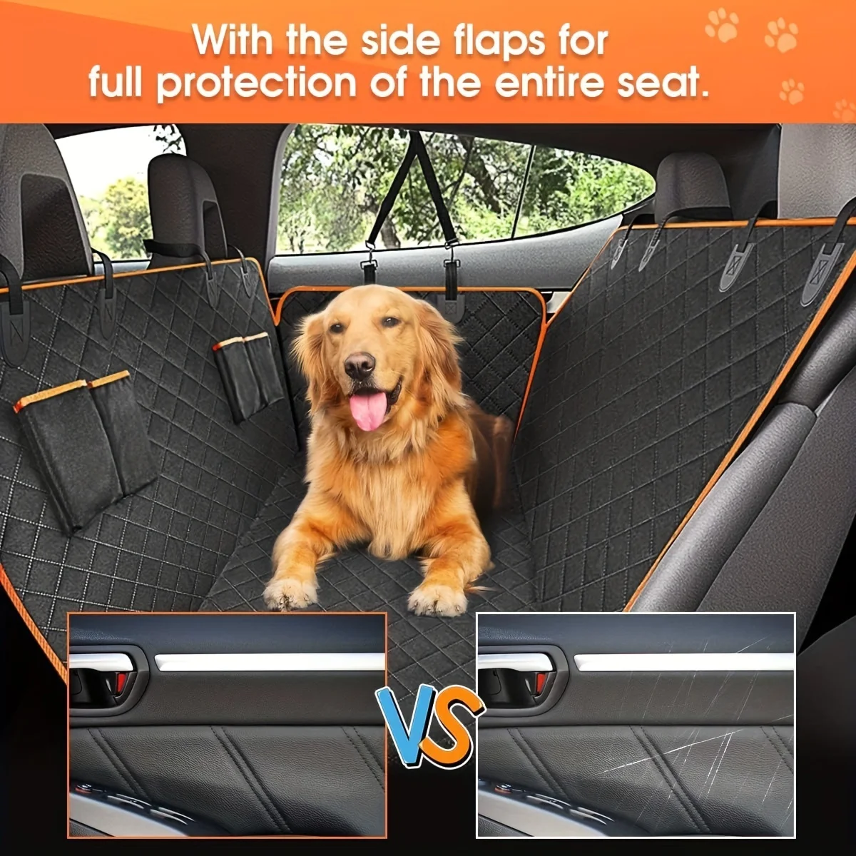 Housse de siège pour chien imperméable résistant noir/orange – Image 5