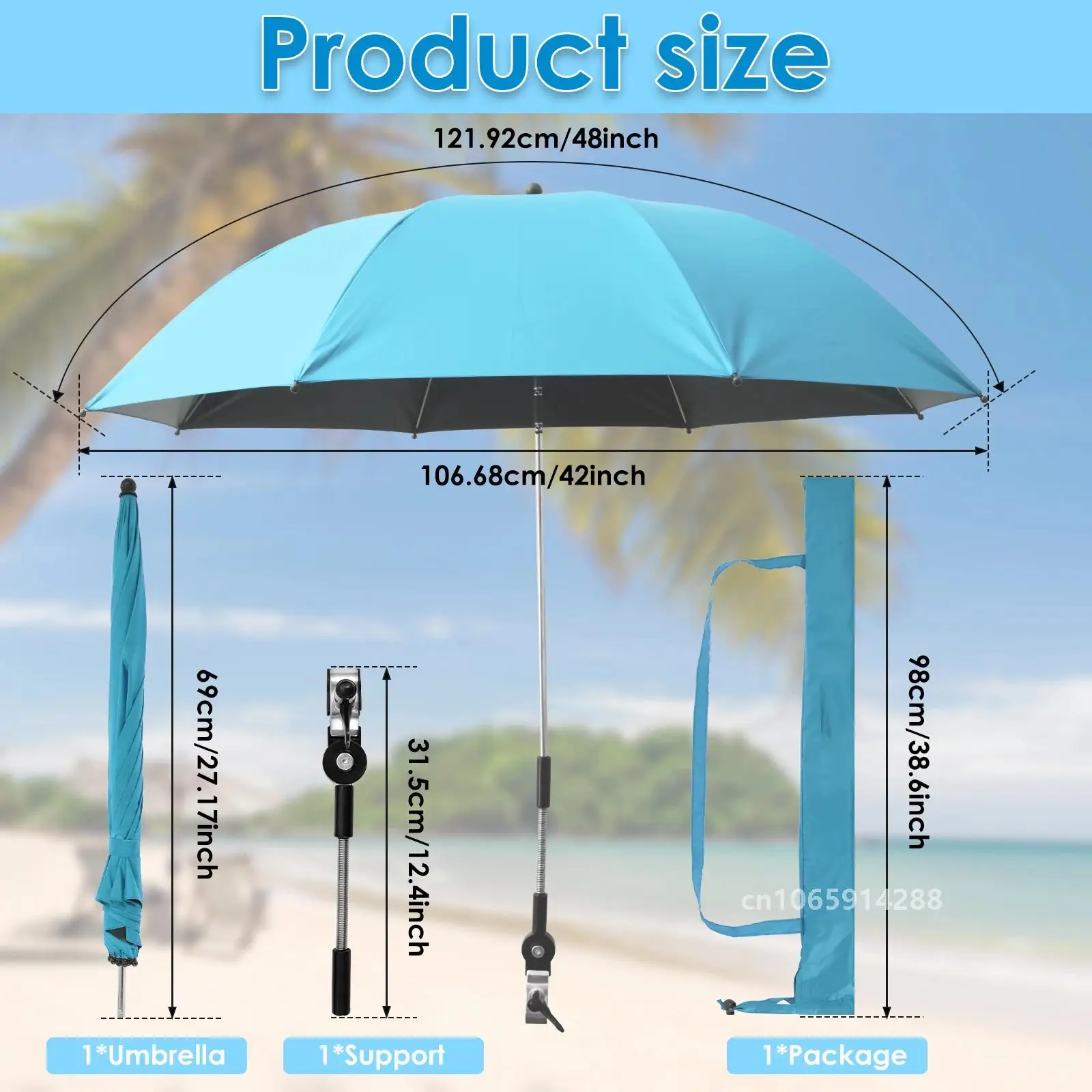 Parasole anti-UV pour Chaise de plage à clip et sac transport – Image 16
