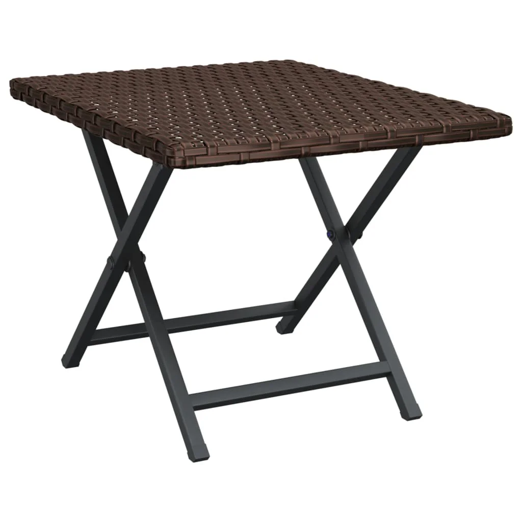 Table pliante en résine tissée marron moderne étanche, 45x35x32 cm – Image 9