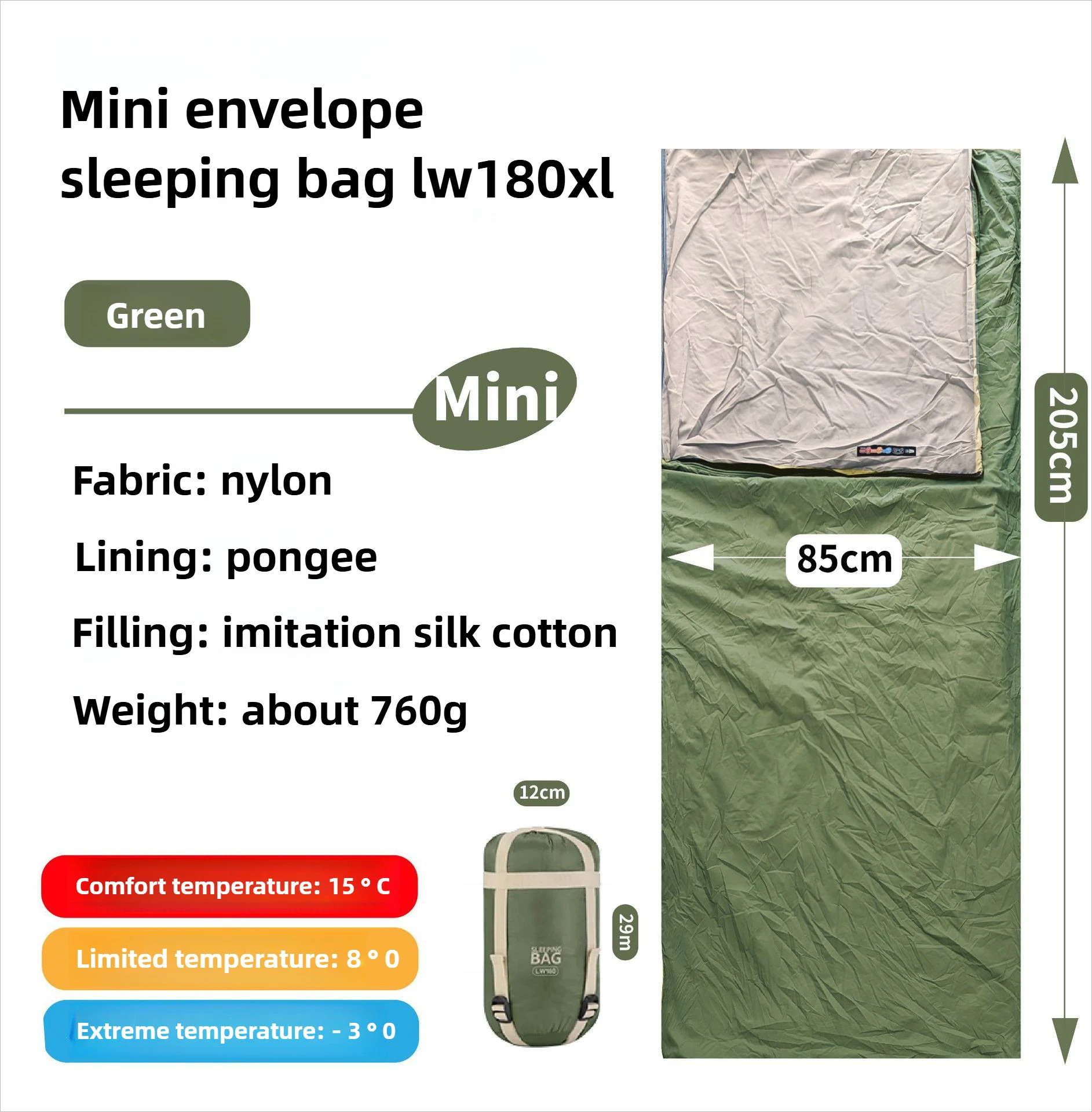 Mini sac de couchage adulte, en coton lavable en machine voyage, alpinisme, camping en plein air, – Image 8