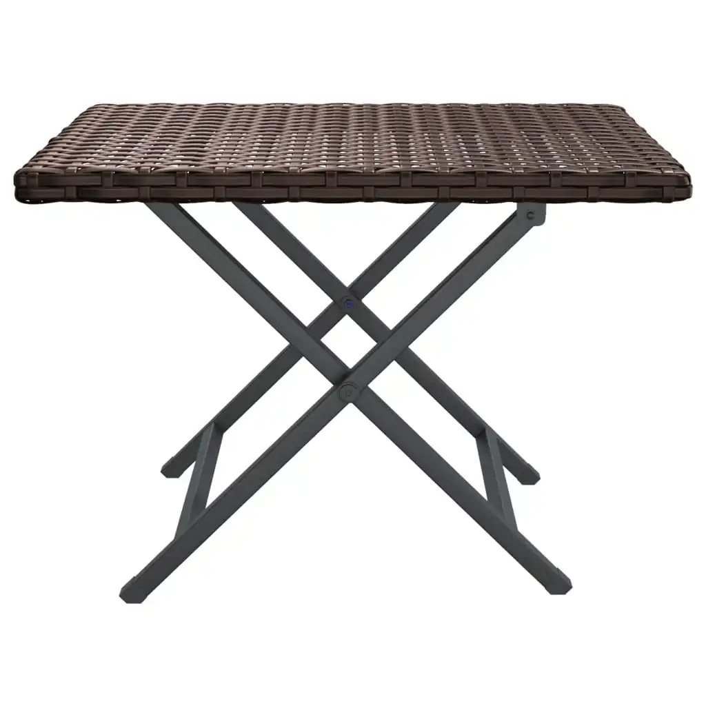 Table pliante en résine tissée marron moderne étanche, 45x35x32 cm – Image 3