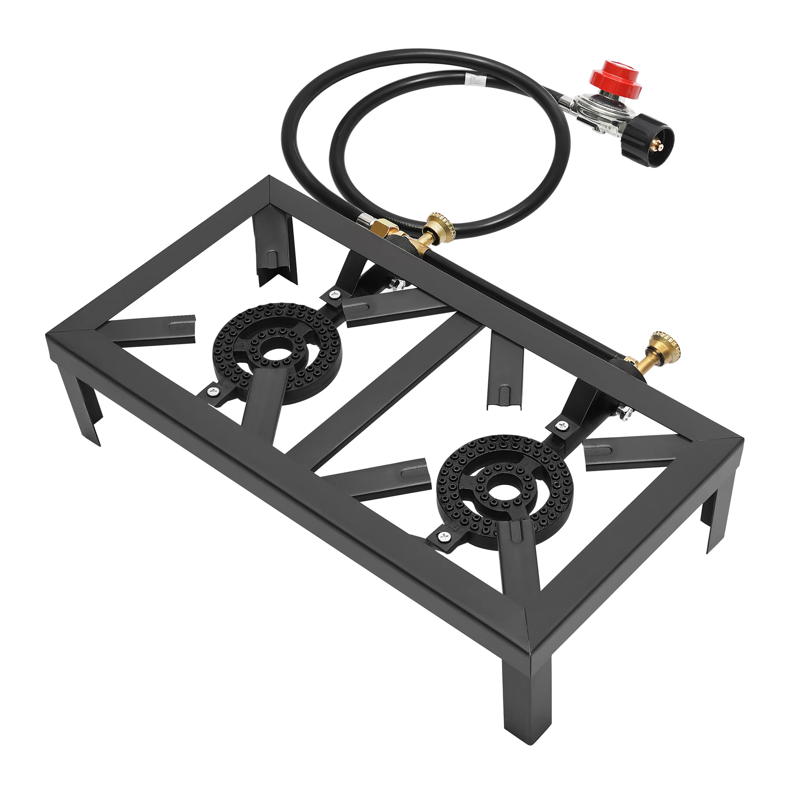 Cuisinière/réchaud à gaz double brûleur 8 000 W, propane avec tuyau régulateur réglable plein air bouteille à distance