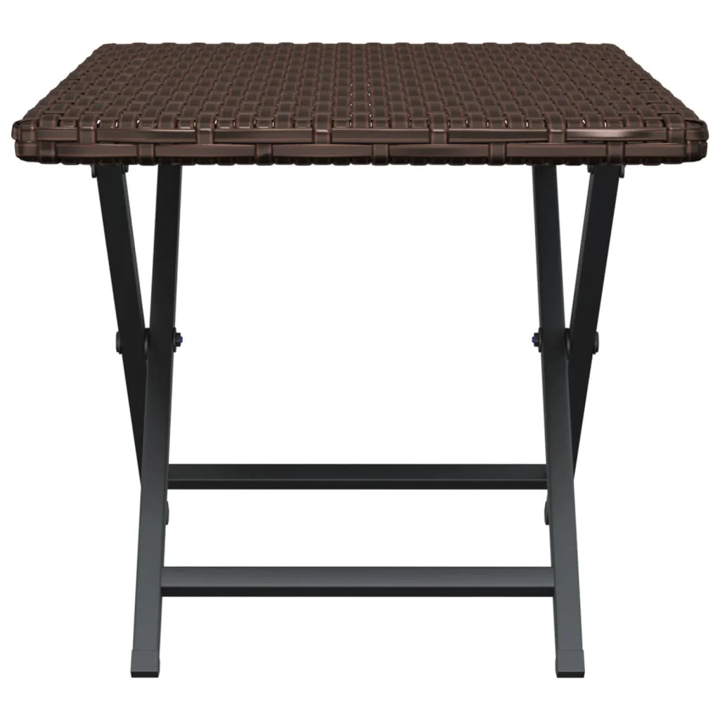 Table pliante en résine tissée marron moderne étanche, 45x35x32 cm – Image 4