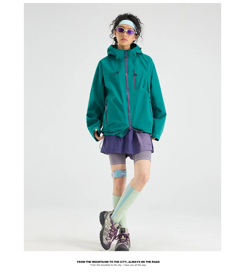 Veste à capuche de randonnée unisexe imperméable, coupe-vent d'automne – Image 26