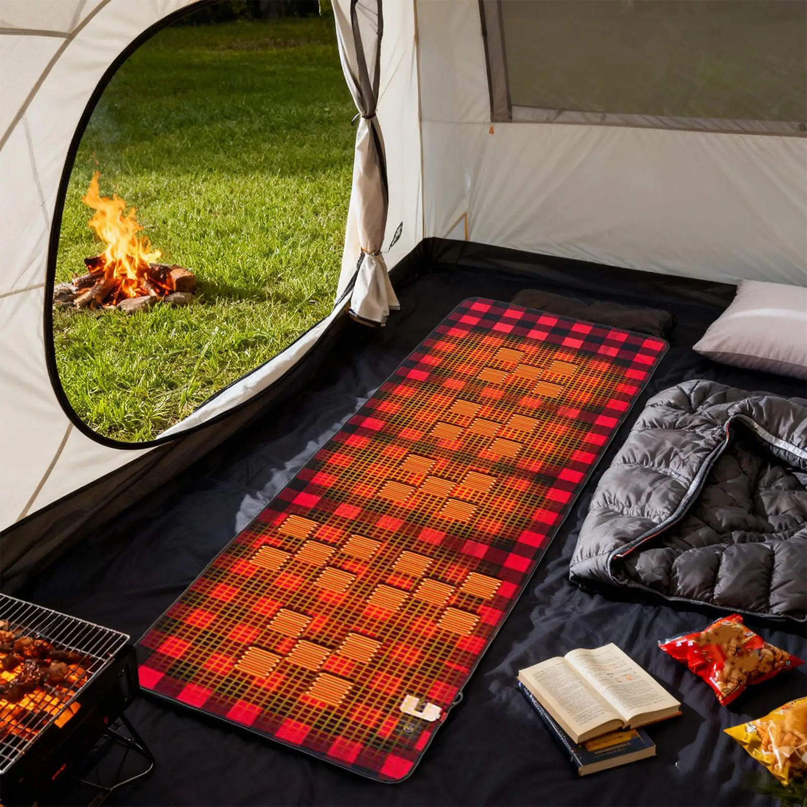 Sac de couchage chauffant USB portable 5 V pour camping en plein air, réglage à 3 vitesses – Image 3