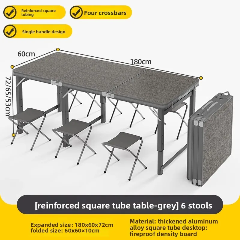 Table de pique-nique pliante 4 personnes réglable en hauteur cadre aluminium 3 versions 100/120/180 cm de long – Image 12