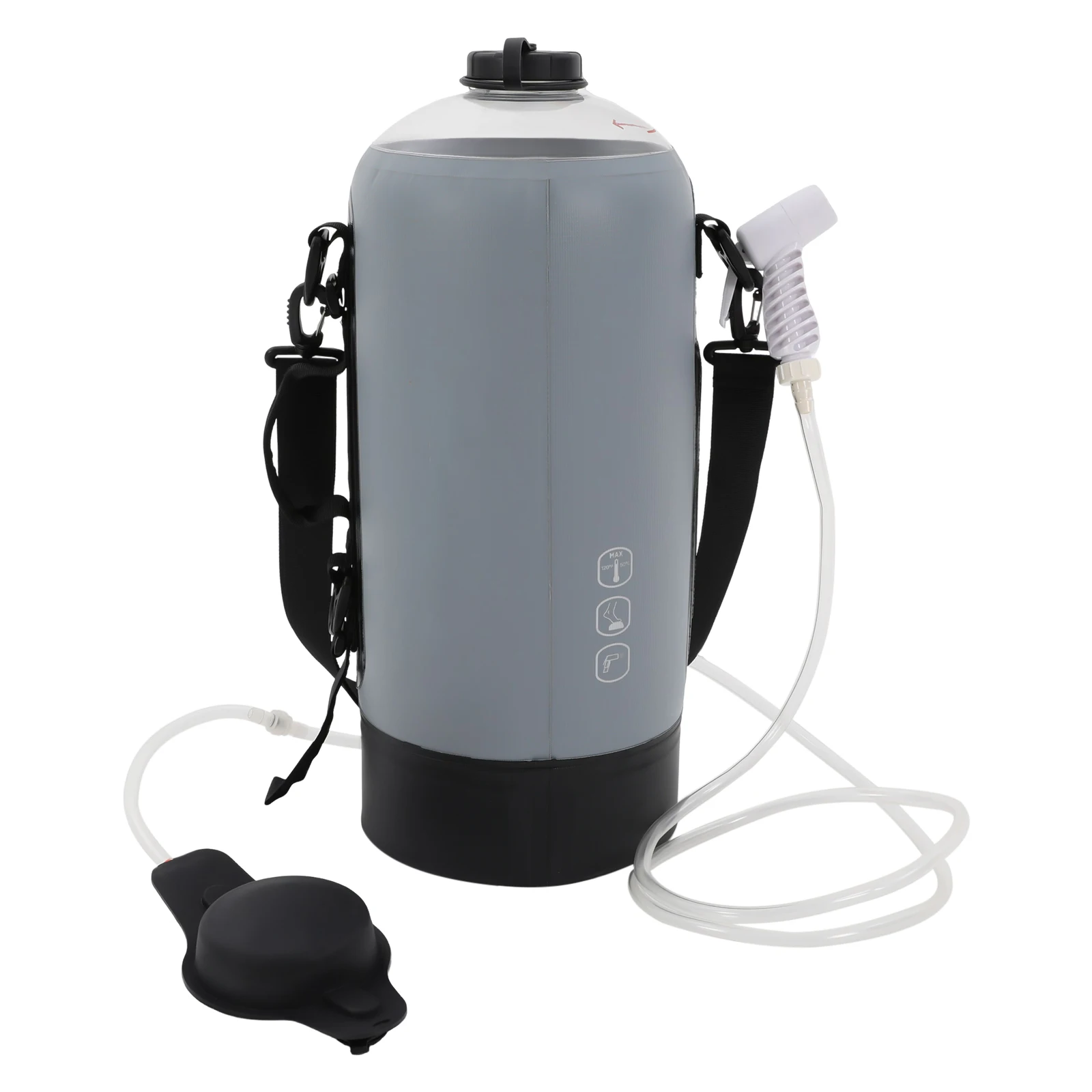 Douche de camping portable 12 L, à pression mains libres, chauffant solaire avec tuyau et valve marche/arrêt – Image 3