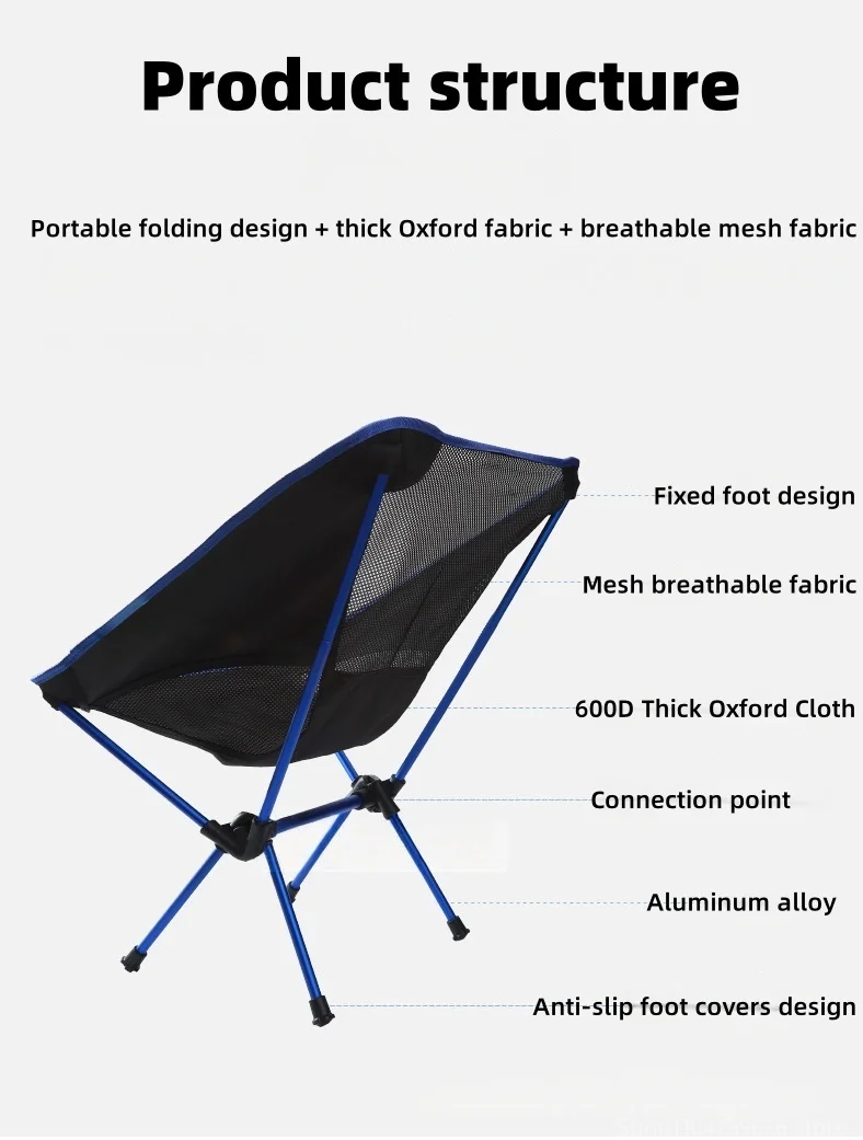 chaise pliante en alliage d'aluminium ultra légère Confortable (159kg) – Image 16
