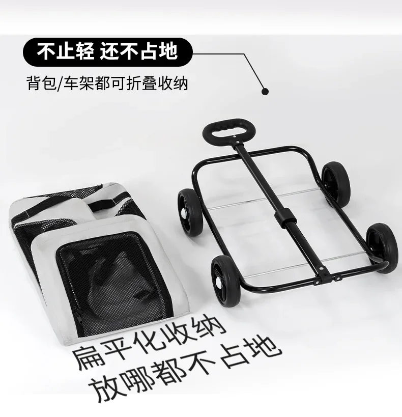 Foldable Pet Stroller for Cats Dogs, Lightweight Travel Cat Stroller, Outdoor Pushchair for Puppies, One-Hand Folding – Image 13