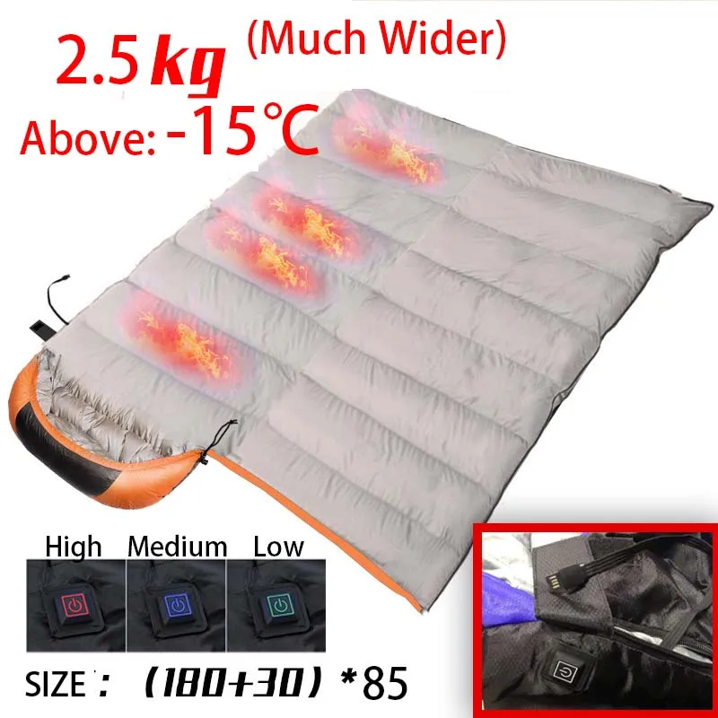 Sacs de couchage chauffants en coton, alimentation USB, sac de transport léger étanche connectable avec un second – Image 7