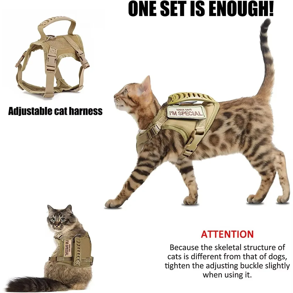 Harnais tactique pour chat, anti-évasion, réglable avec ou sans laisse – Image 5