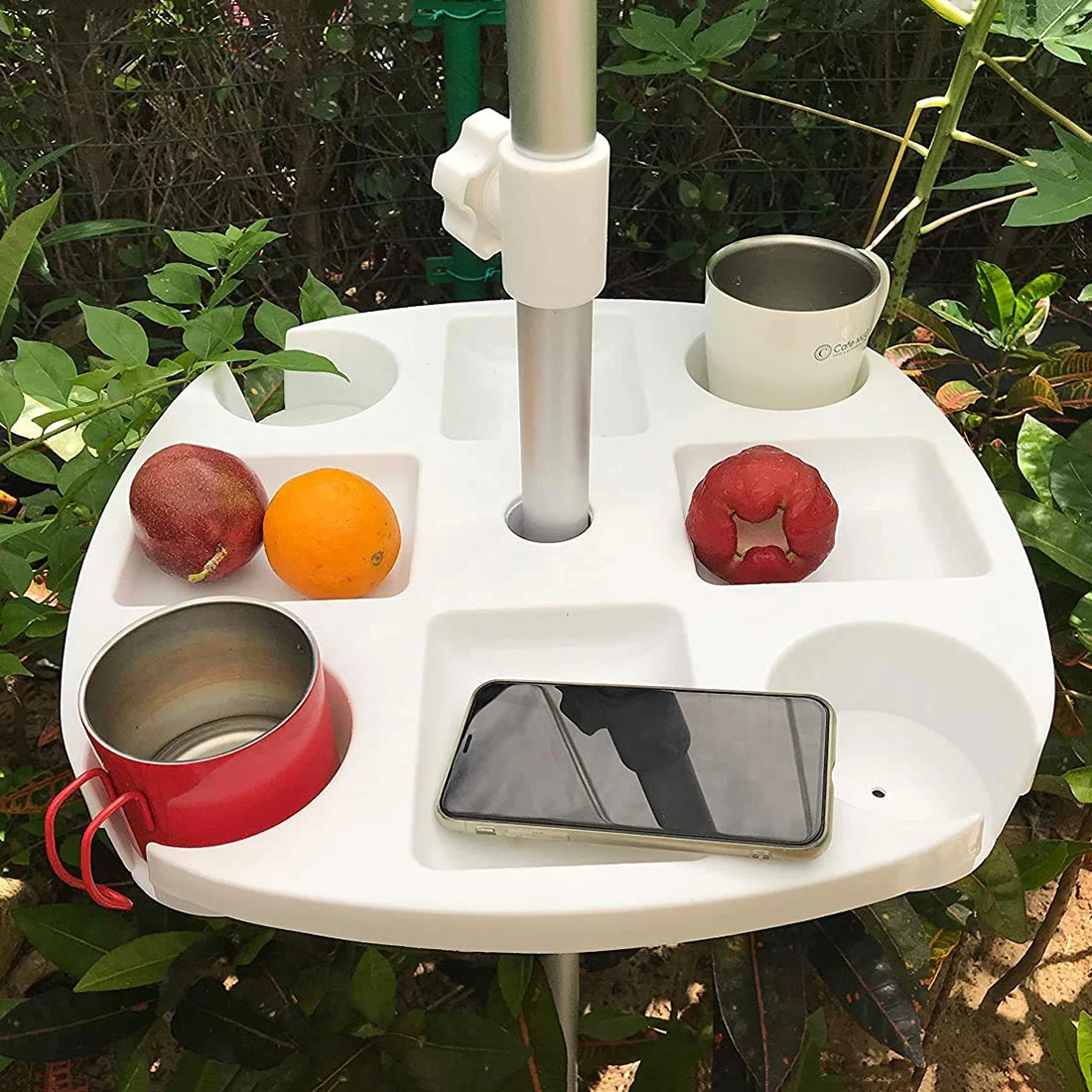 Plateau parasole avec 4 porte-gobelets et 4 espaces collations, CYBeach Umbrella extérieur – Image 6