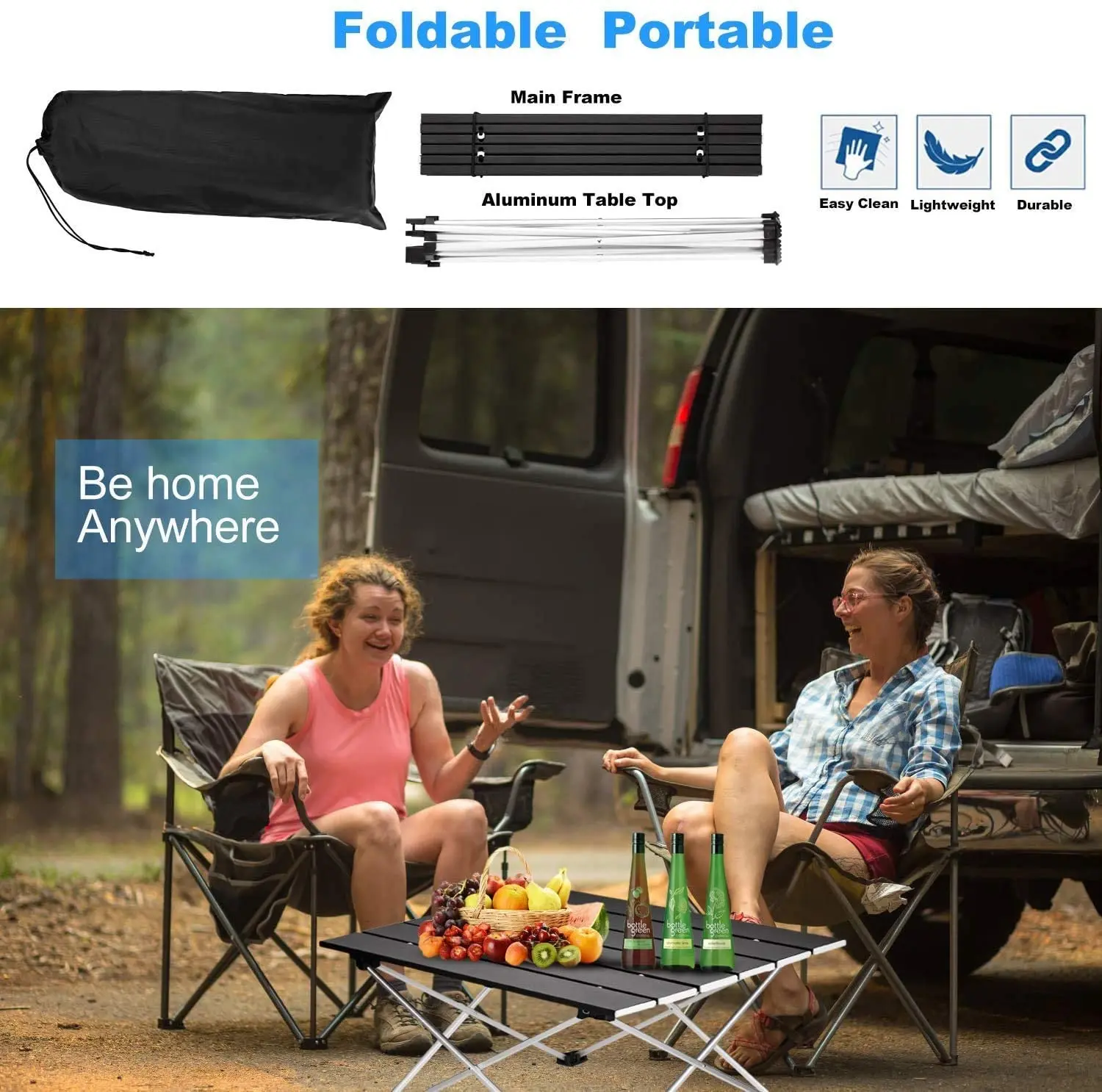 Table de camping pliable ultra-légère alliage d'aluminium haute résistance 41 x 34.5 x29 cm / 56 x 40 x 40 cm – Image 5