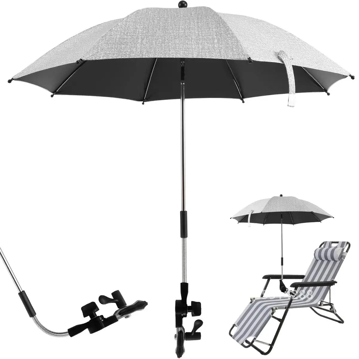 Parasole anti-UV pour Chaise de plage à clip et sac transport – Image 15