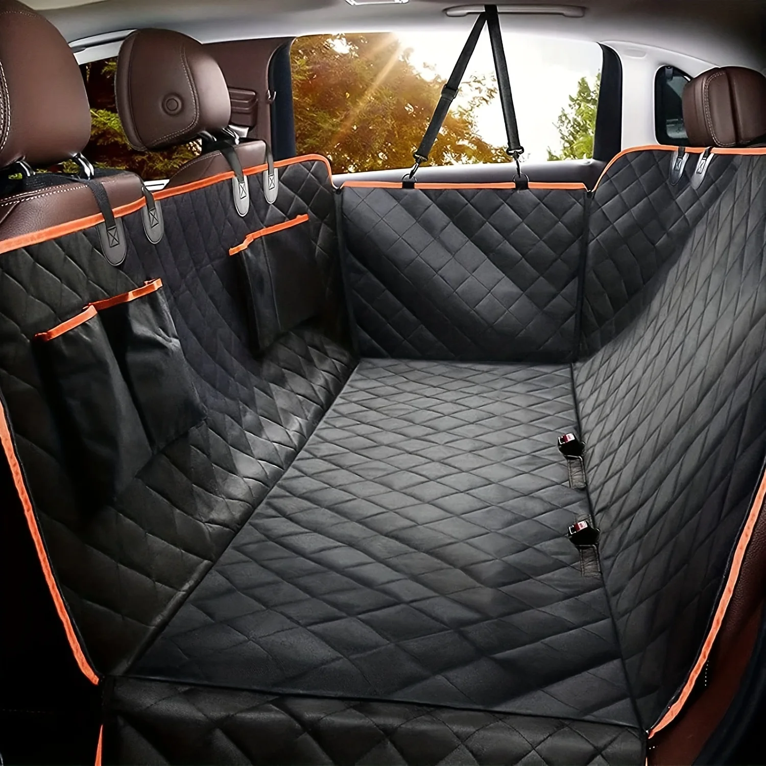 Housse de siège pour chien imperméable résistant noir/orange