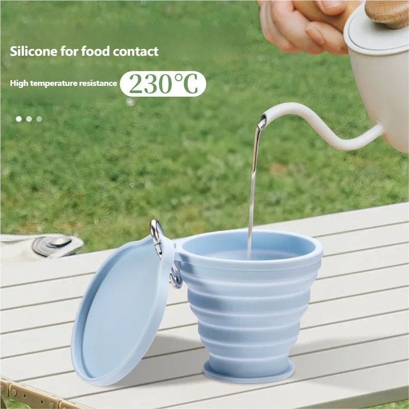 2 tasses pliables portables en silicone avec trou de suspension – Image 2
