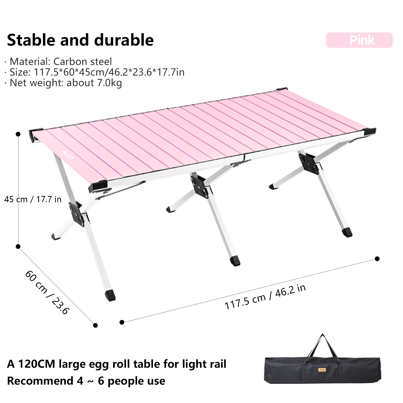 TABLE pliante Portable en acier au carbone avec sac de transport – Image 12