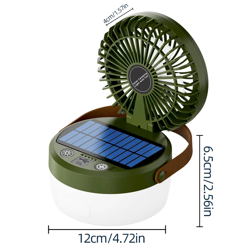 Ventilateur portable USB éclairage de tente LED multifonctionnel de camping d'extérieur électrique solaire – Image 3