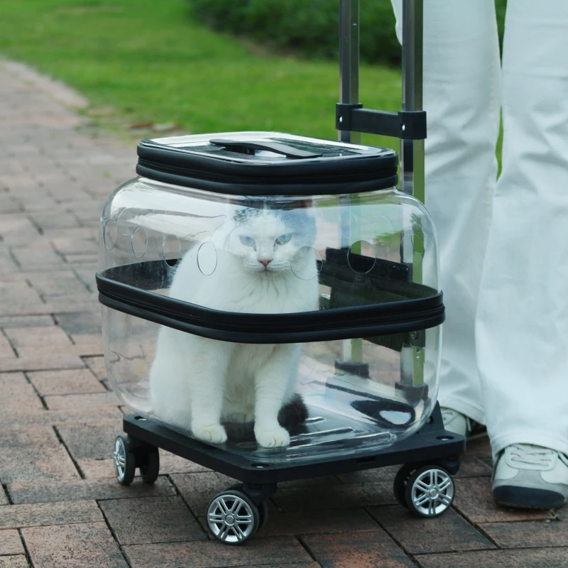 valise/caisse de transport deux étages, pour animaux de compagnie grande capacité respirant – Image 6