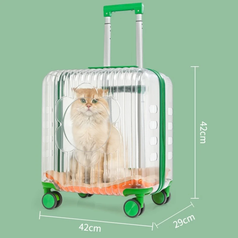 Valise/caisse de transparent chat/chien à roulettes avec poignées, – Image 6