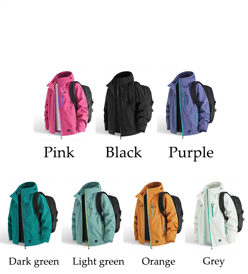 Veste à capuche de randonnée unisexe imperméable, coupe-vent d'automne – Image 20