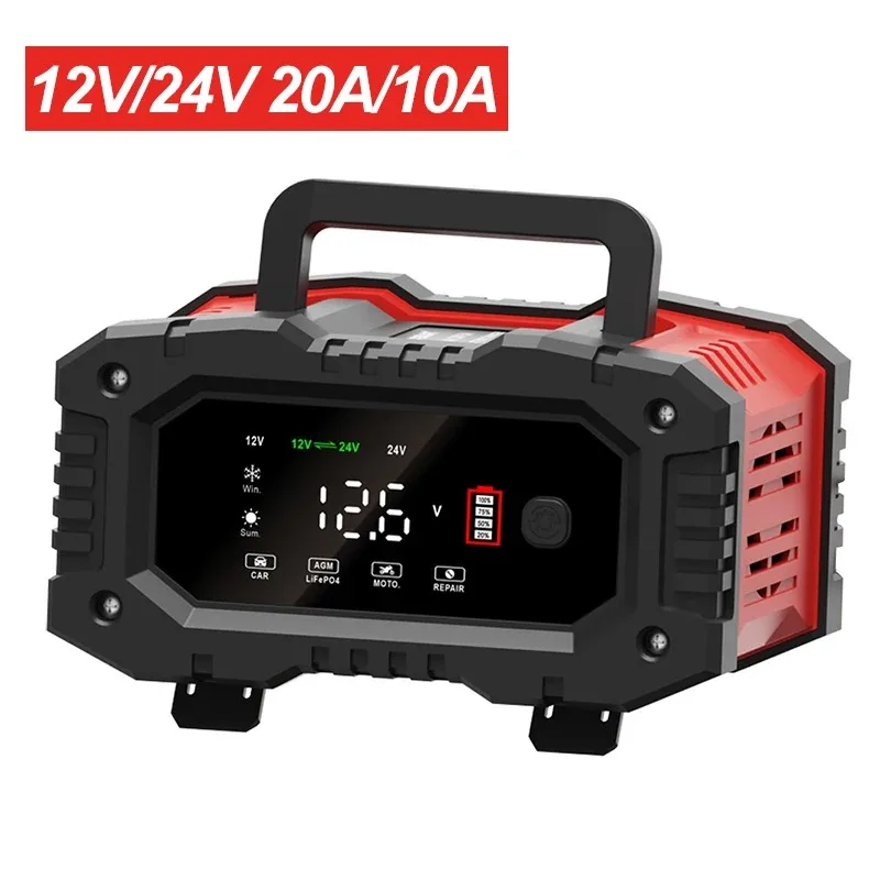 Chargeur de batterie de voiture EAFC 20 A/10 A 12 V/24 V entièrement automatique compatible toutes batteries – Image 6