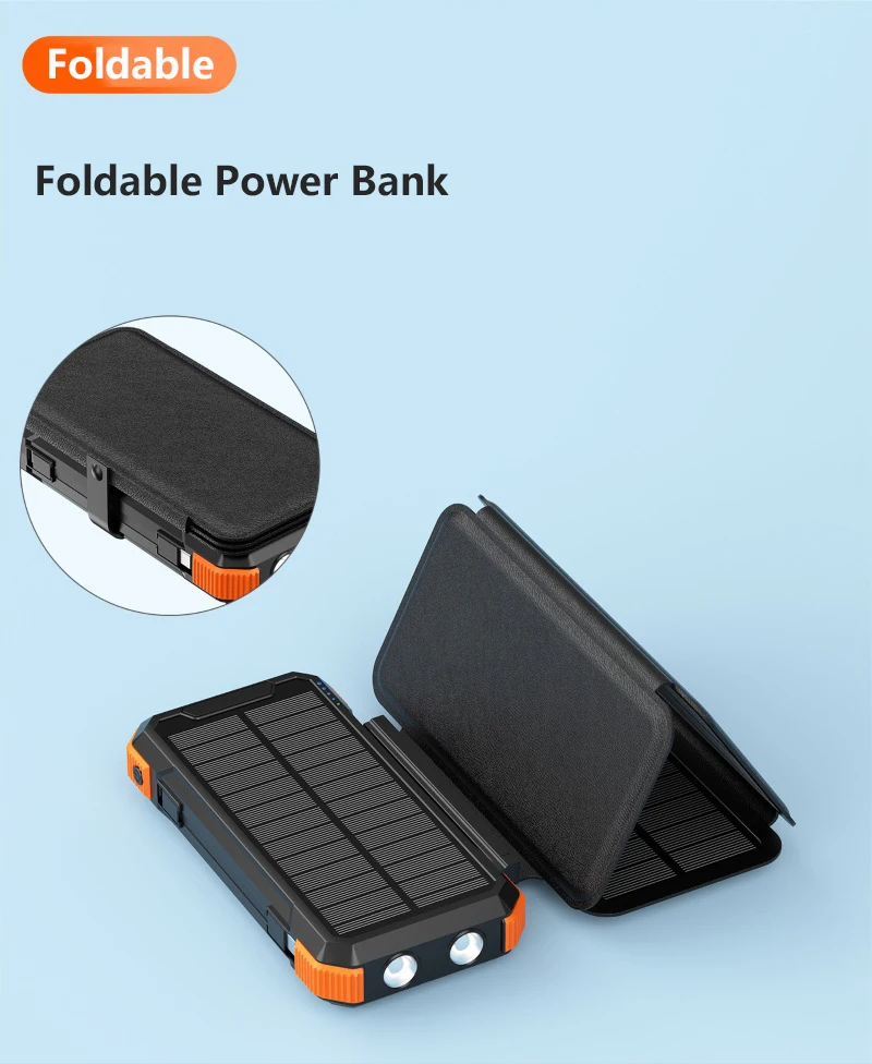 batterie/chargeur rapide solaire sans fil 20000mAh (6 panneaux solaires) manivelle – Image 20