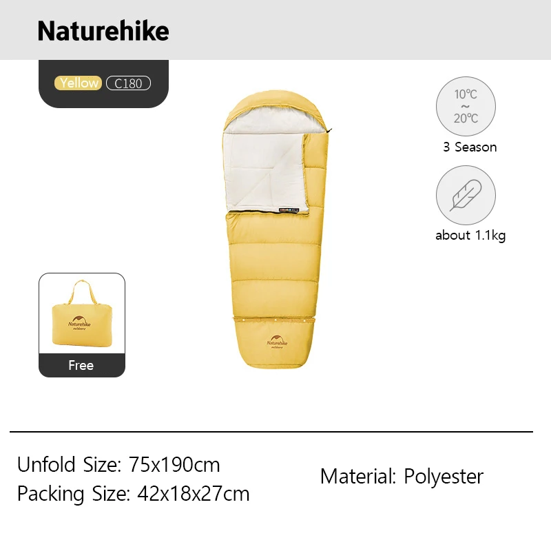 Sac de couchage enfants imperméable, ultraléger avec pieds épissés, 3 saisons, 15 à - 5°C Naturehike 2026 – Image 8