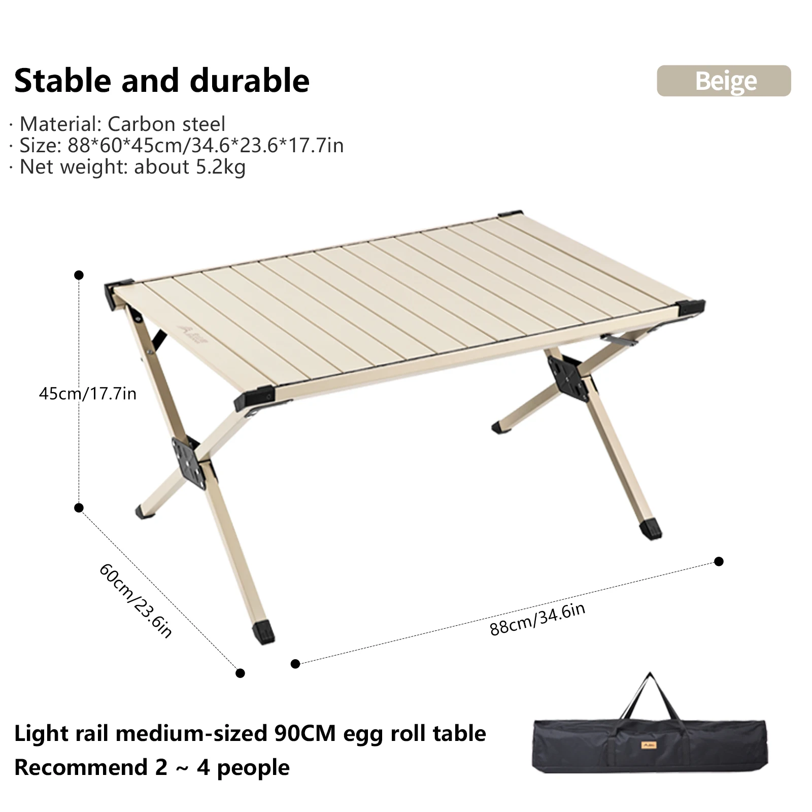 TABLE pliante Portable en acier au carbone avec sac de transport – Image 9