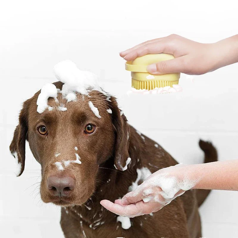 Brosse de bain en silicone pour chat/chien, brosse douce à remplissage – Image 2